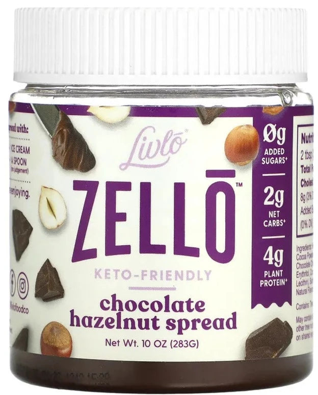 Livlo, Zello, Chocolate Hazelnut Keto Spread, Sugar Free, Vegan, 283 g