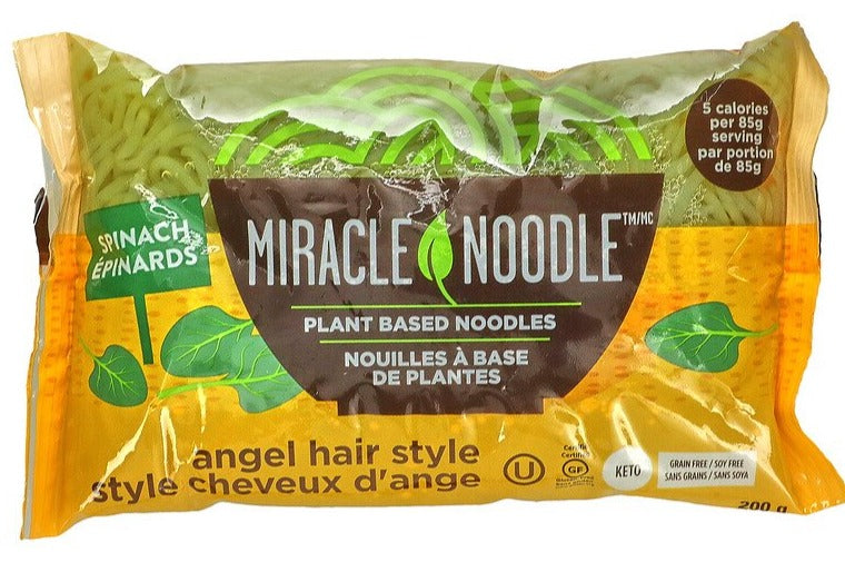 Miracle Noodle, Spinach, Angel Hair Style, 200 g - Mom it KeTo Go