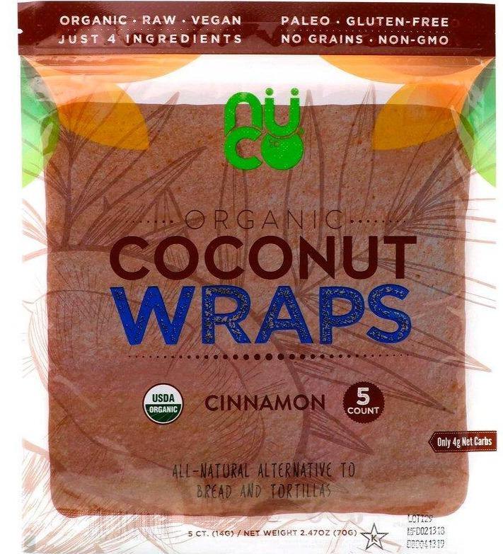 NUCO, Organic, Paleo Coconut Wraps, Cinnamon, 5 Wraps (14 g) Each - Mom it KeTo Go