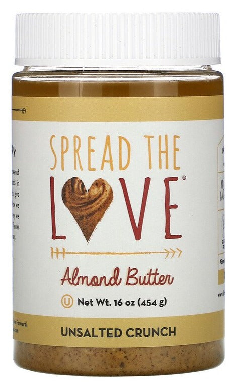 Spread The Love, Almond Butter, Unsalted Crunch, 454 g - Mom it KeTo Go