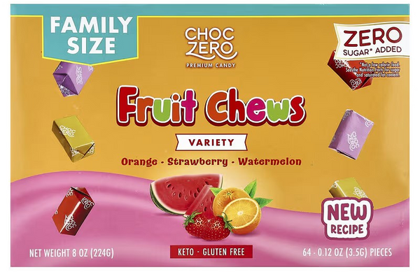 ChocZero, Fruit Chews, Variety, 64 Pieces, 224 g