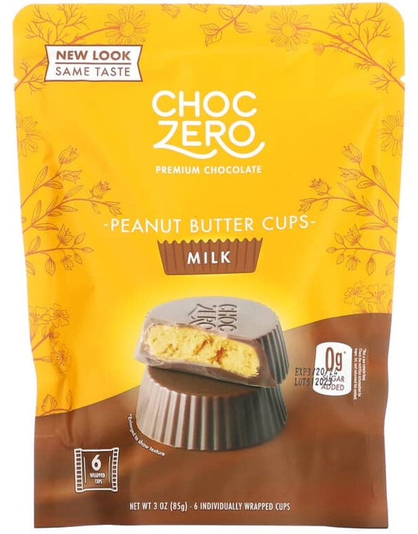 ChocZero, Milk Chocolate Peanut Butter Cups, Sugar Free, 6 Pieces, 3 oz each - Mom it KeTo Go By Safa’
