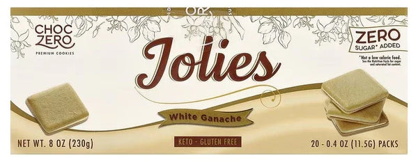 ChocZero, Premium Cookies, Keto, Gluten Free, Sugar Free, Jolies, White Ganache, 20 Packs, 11.5 g Each