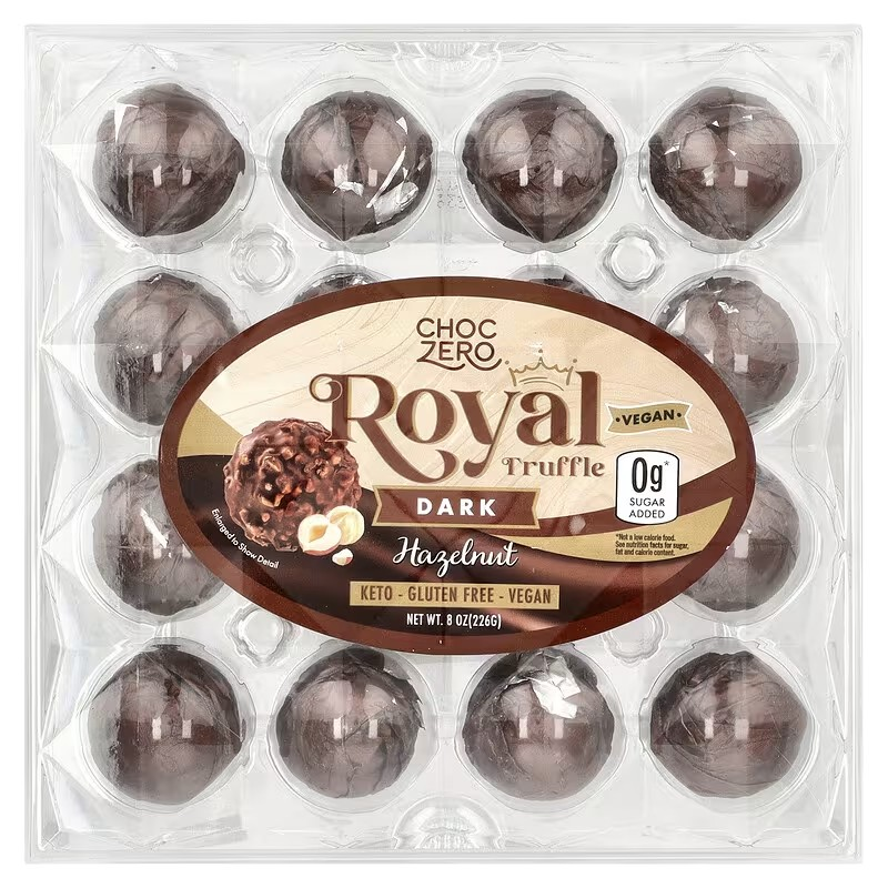 ChocZero, Premium Royal Truffle, Dark Chocolate, Hazelnut, Sugar Free, Gluten Free, 226 - Mom it KeTo Go By Safa’
