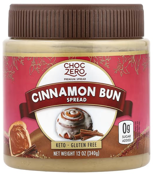 ChocZero, Keto, Gluten Free Spread, Cinnamon Bun, 340g - Mom it KeTo Go By Safa’