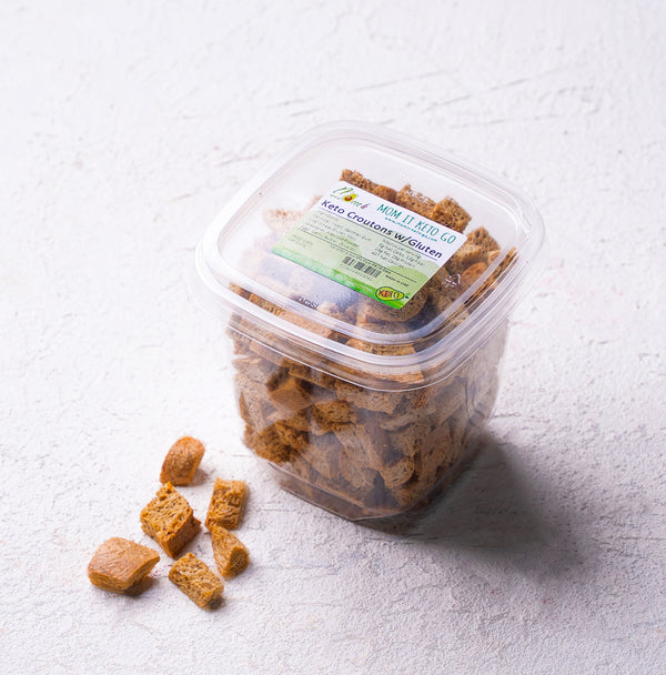 Keto Garlic Croutons - 75g  - خبز كيتو توست مع الثوم محمص يحتوي على الجلوتين