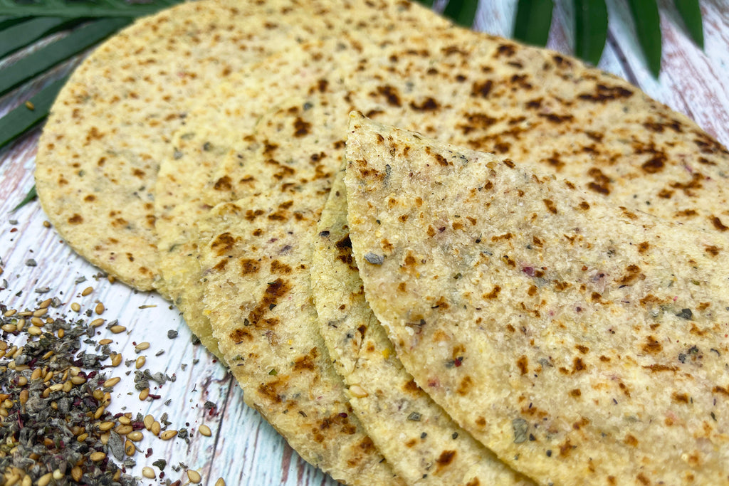 Keto Wrap (Tortilla) with zaatar mix- Gluten Free (4 pcs) - Mom it KeTo Go By Safa’