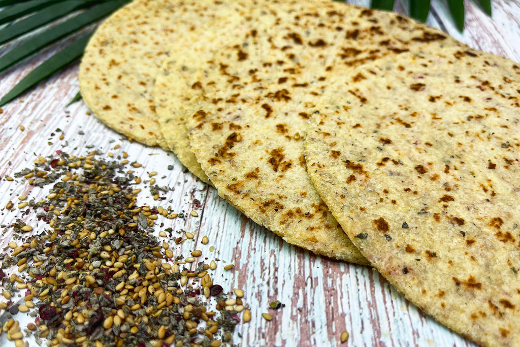 Keto Wrap (Tortilla) with zaatar mix- Gluten Free (4 pcs) - Mom it KeTo Go By Safa’