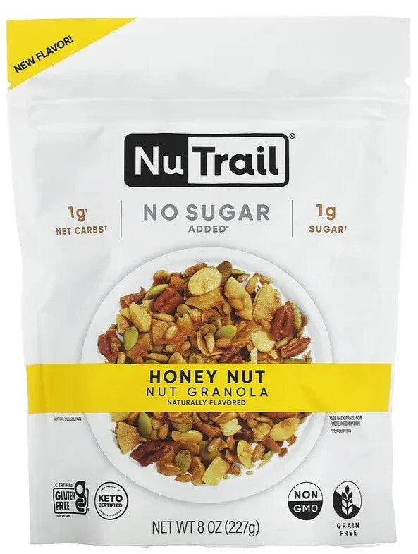 NuTrail, Keto, Gluten Free, Sugar Free, Honey Nut Granola, 227 g - Mom it KeTo Go By Safa’
