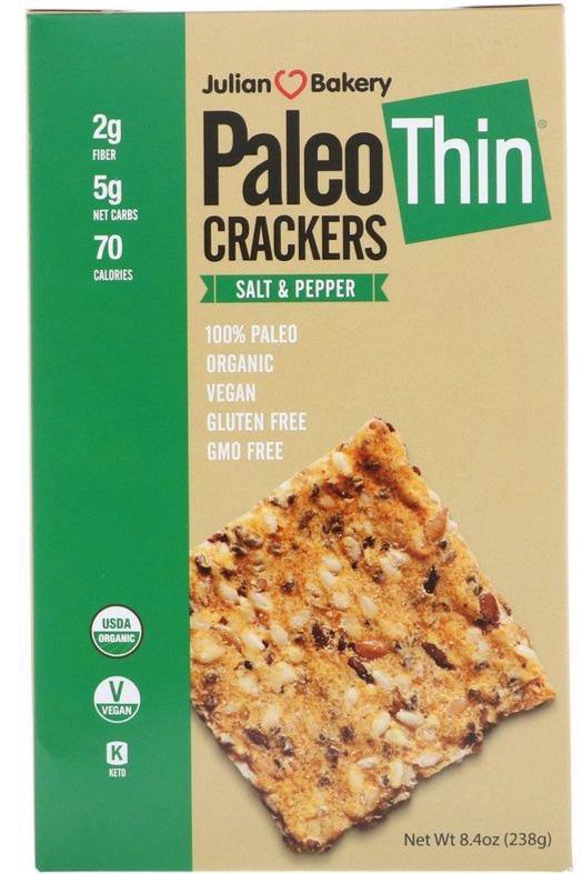 Julian Bakery, Paleo Thin Crackers, Salt & Pepper, 238 g - Mom it KeTo Go