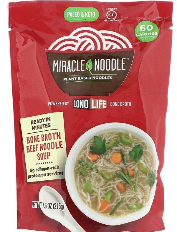 Miracle Noodle, Bone Broth Noodle Paleo & Keto Soup, Beef, 215 g - Mom it KeTo Go