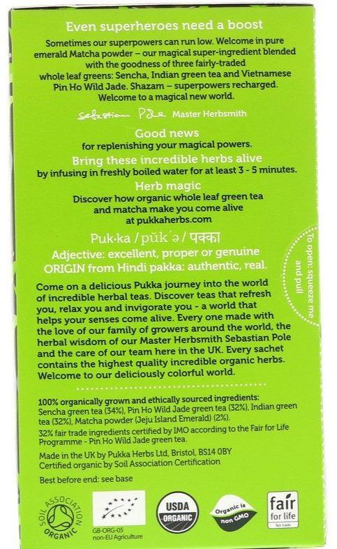 Pukka Herbs, Supreme Matcha Green, 20 Green Tea Sachets, 30 g - Mom it KeTo Go