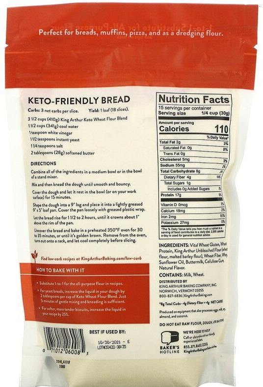 King Arthur Flour, Keto Wheat Flour Blend, 454 g - Mom it KeTo Go