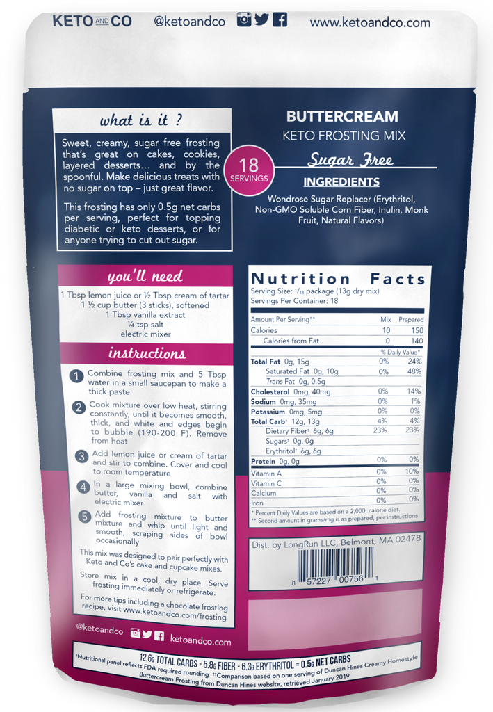 Keto and Co, Keto Buttercream Frosting Mix, 230 g - Mom it KeTo Go