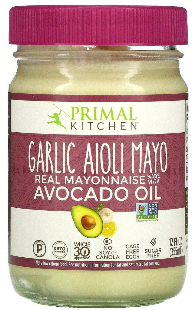 Primal Kitchen, Garlic Aioli Mayo, Real Mayonnaise Made with Avocado Oil, 355 ml - Mom it KeTo Go