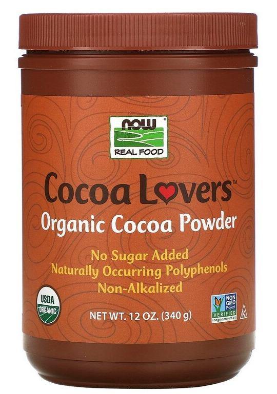 Now Foods, Real Food, Cocoa Lovers, Organic Cocoa Powder, 340 g - Mom it KeTo Go