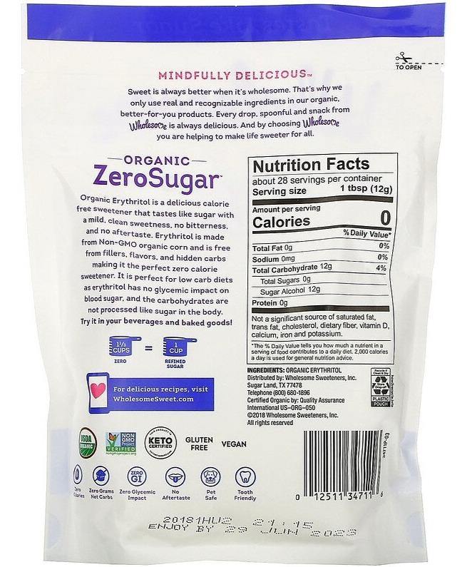 Wholesome, Organic ZeroSugar, 340 g - Mom it KeTo Go