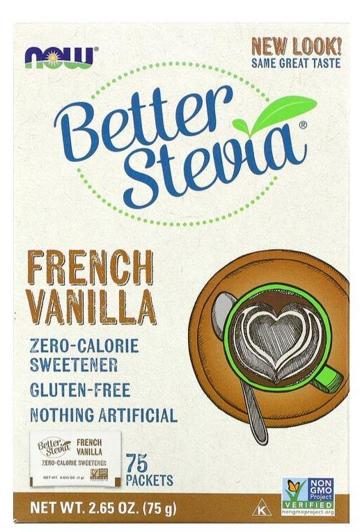 Now Foods, BetterStevia, Zero Calorie Sweetener, French Vanilla, 75 Packets, (1 g) Each - Mom it KeTo Go