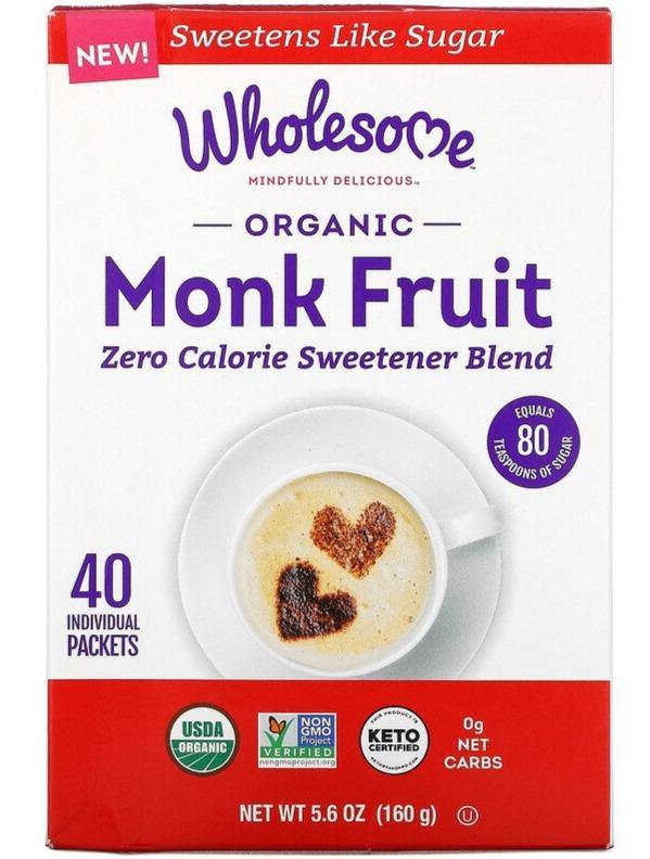 Wholesome, Organic Monk Fruit, 40 Individual Packets, 160 g - Mom it KeTo Go