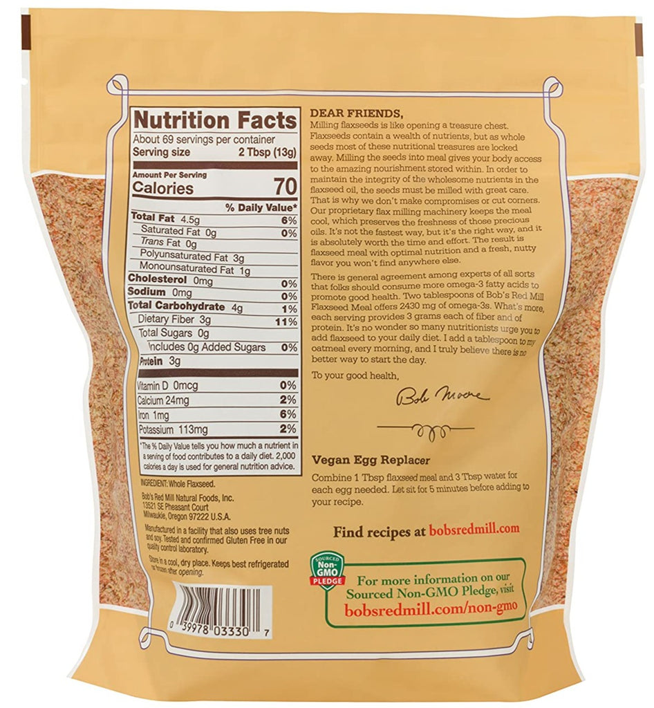 Bob's Red Mill, Organic Whole Ground Flaxseed Meal, 907g - Mom it KeTo Go