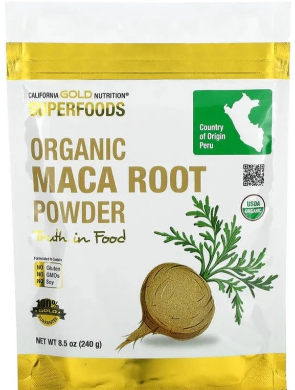 California Gold Nutrition, SUPERFOODS - Gluten Free, NON GMO, No Soy, Organic Maca Root Powder, 240g - Mom it KeTo Go