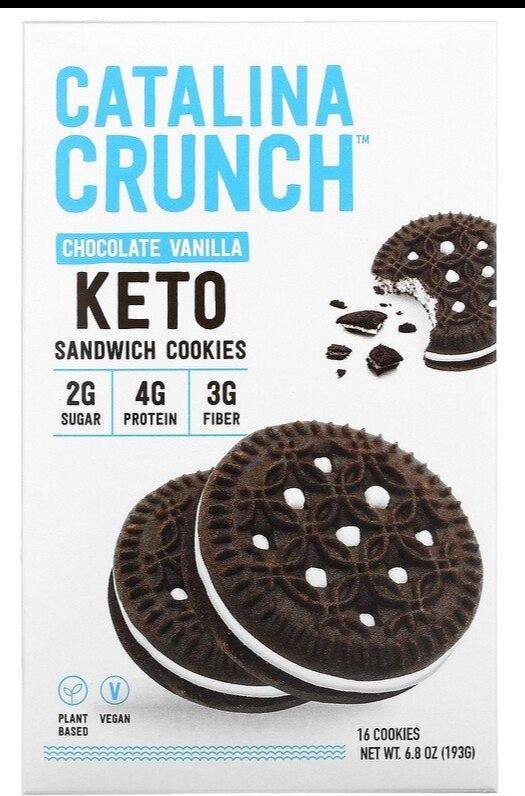 Catalina Crunch, Keto Sandwich Cookies, Chocolate Vanilla, 16 Cookies, 193g - Mom it KeTo Go