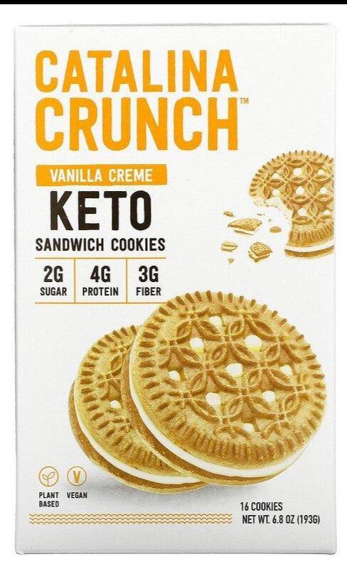 Catalina Crunch, Keto Sandwich Cookies, Vanilla Creme, 16 Cookies, 193g - Mom it KeTo Go