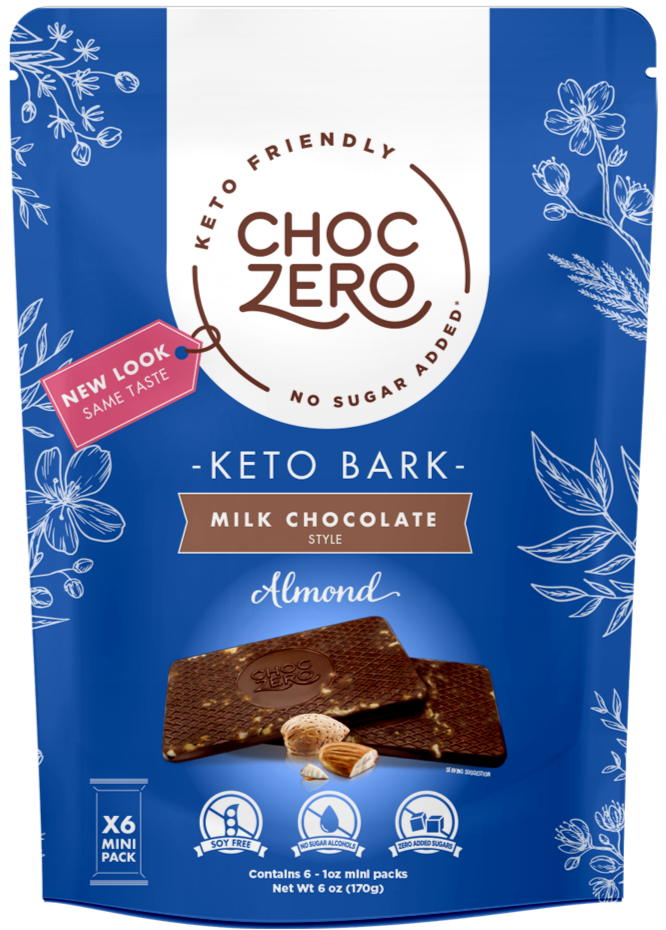 ChocZero, Milk Chocolate, Almonds, No Sugar Added, 6 Bars, 1 oz Each - Mom it KeTo Go