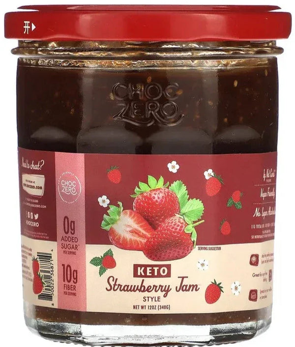 ChocZero, Keto, Vegan, Sugar Free, Strawberry Jam, 340 g - Mom it KeTo Go By Safa’