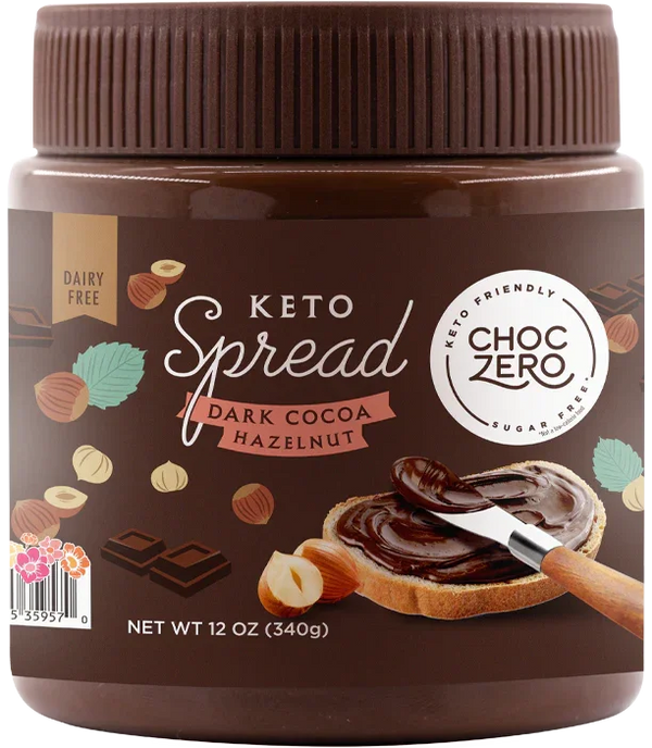 ChocZero, Vegan, Dairy Free, Keto Spread, Dark Chocolate Hazelnut, 340 g - Mom it KeTo Go