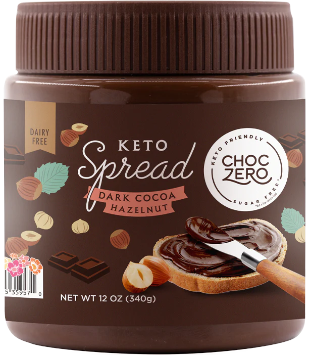 ChocZero, Vegan, Dairy Free, Keto Spread, Dark Chocolate Hazelnut, 340 g - Mom it KeTo Go
