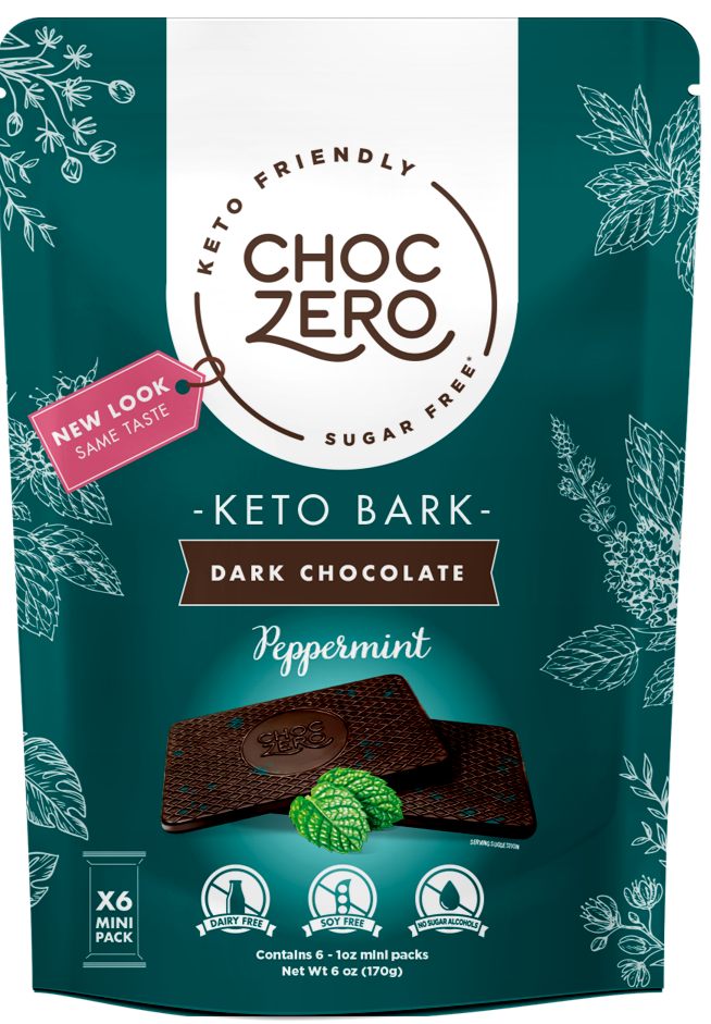 ChocZero, Dark Chocolate Peppermint, KETO, Sugar Free, 6 Bars, 1 oz Each - Mom it KeTo Go