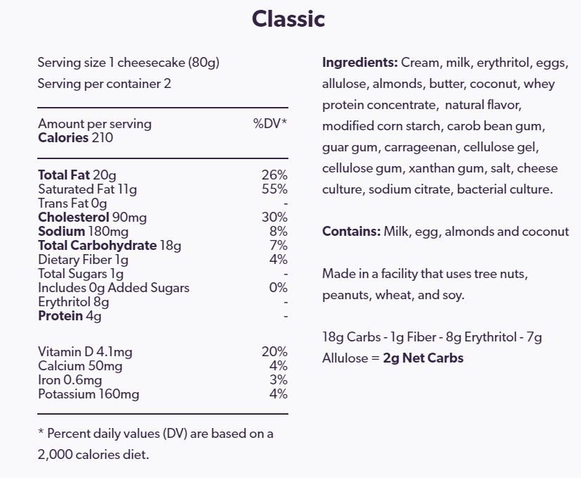 Enlightened Keto Classic Cheesecake (2 mini Cheesecakes 160g) - Mom it KeTo Go