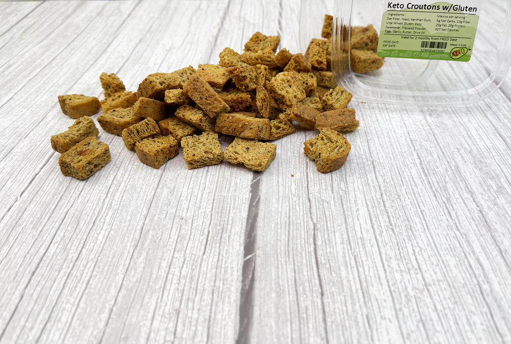 Keto Garlic Croutons - 75g - خبز كيتو توست مع الثوم محمص يحتوي على الجلوتين - Mom it KeTo Go
