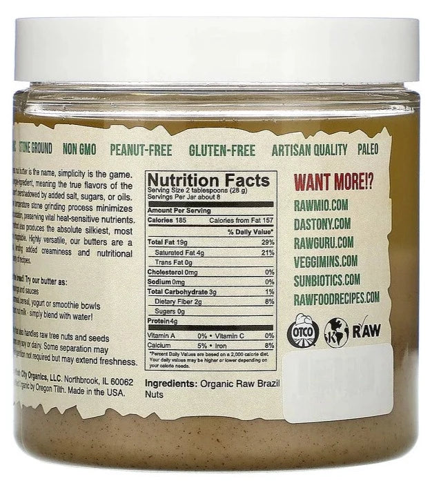Dastony, Gluten Free, Peanut Free, Paleo, Organic Brazil Nut Butter, 227 g - Mom it KeTo Go