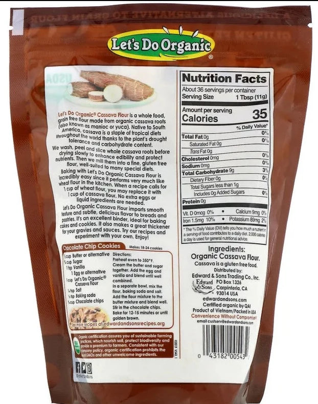 Edward & Sons, Let's Do Organic, Organic Cassava Flour, 396 g - Mom it KeTo Go