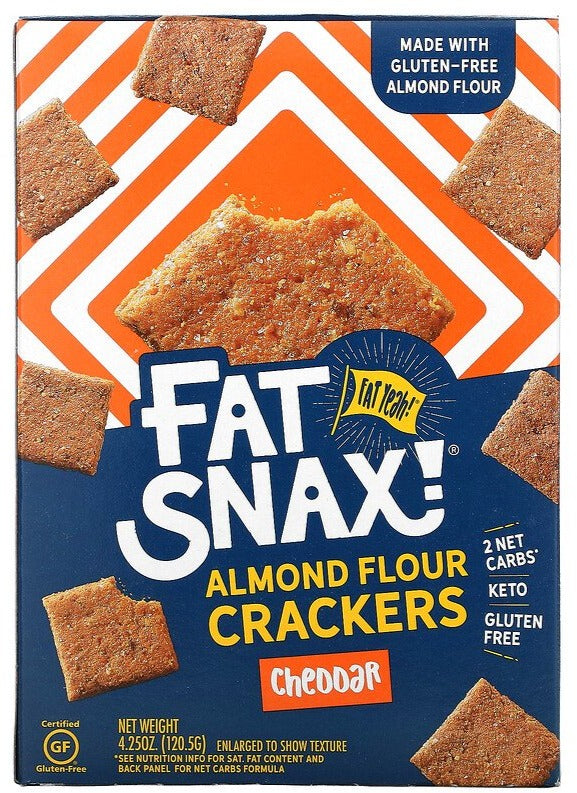 Fat Snax, Almond Flour Crackers, Cheddar Cheese, 120.5 g - Mom it KeTo Go