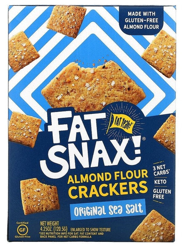 Fat Snax, Almond Flour Crackers, Original Sea Salt, 120.5 g - Mom it KeTo Go