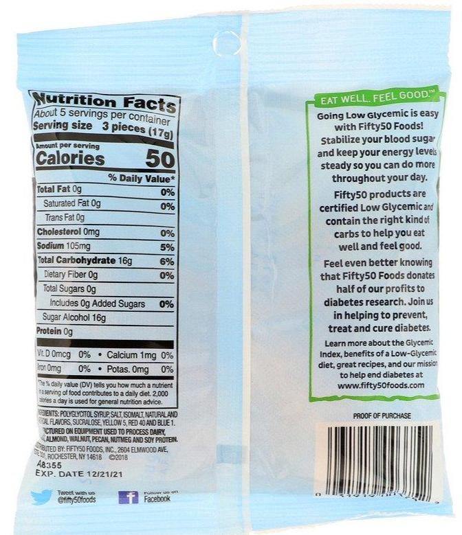 Fifty 50, Low Glycemic Hard Candy, Butterscotch, 78 g - Mom it KeTo Go