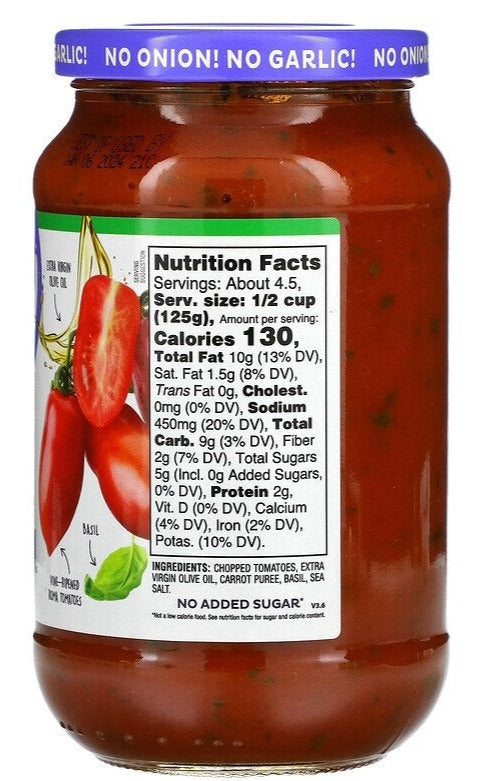 Fody, Gluten Free, KETO, Premium Tomato Basil Pasta Sauce, 550 g - Mom it KeTo Go