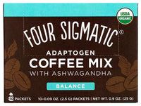Four Sigmatic, Adaptogen Keto Coffee Mix with Ashwagandha, Balance, Medium Roast, 10 Packets, 2.5 g Each - Mom it KeTo Go
