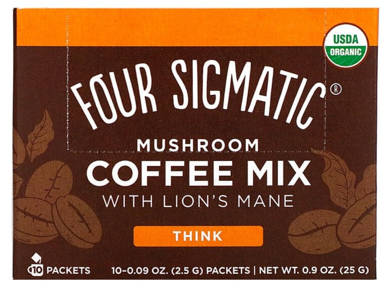 Four Sigmatic, Mushroom Keto Coffee Mix with Lion's Mane, Think, 10 Packets, 2.5 g Each - Mom it KeTo Go