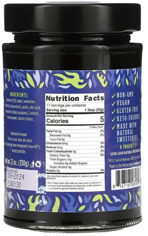 GOOD GOOD, Keto Real Blueberry Jam, 330 g - Mom it KeTo Go