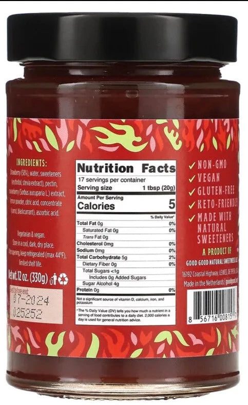 GOOD GOOD, Keto Real Strawberry Jam, 330 g - Mom it KeTo Go