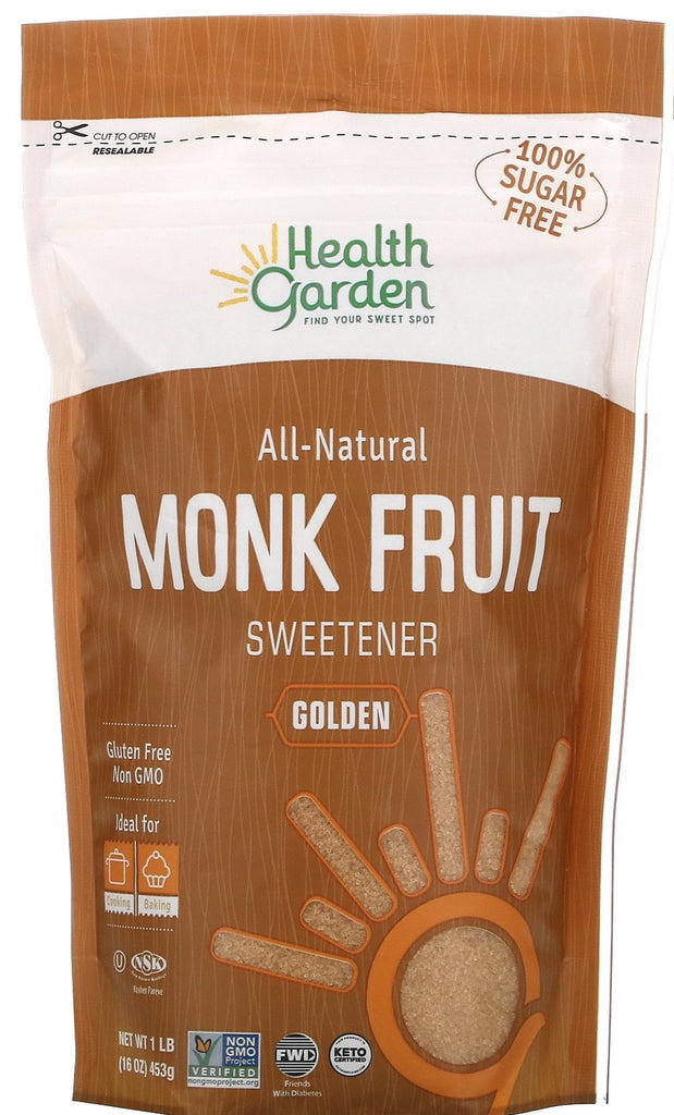 Health Garden, All Natural Monk Fruit Sweetener, Golden, 453 g - Mom it KeTo Go