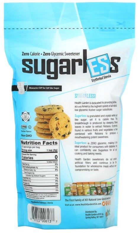 Health Garden, Sugarless, Erythritol Stevia, 453 g - Mom it KeTo Go