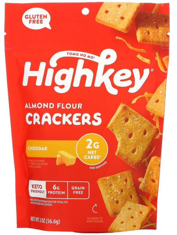 HighKey, Almond Flour Crackers, Cheddar, 56.6 g - Mom it KeTo Go