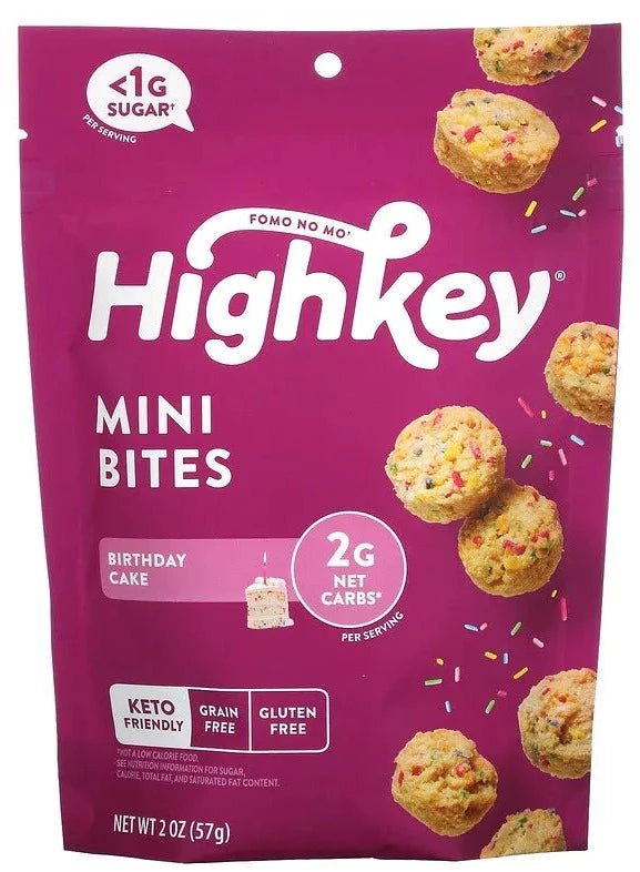HighKey, Mini Bites, Keto, Gluten Free, Birthday Cake, 57 g - Mom it KeTo Go