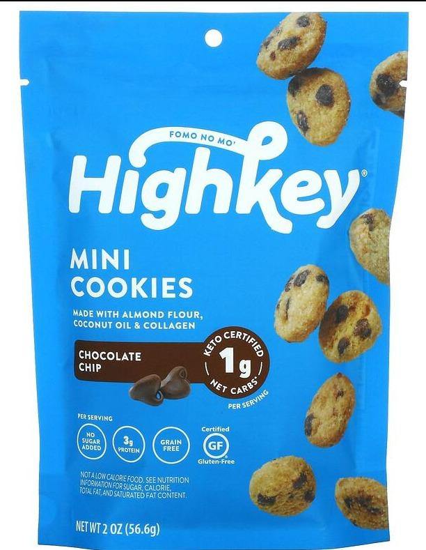 HighKey, Keto Mini Cookies, Chocolate Chip 56.6 g - Mom it KeTo Go