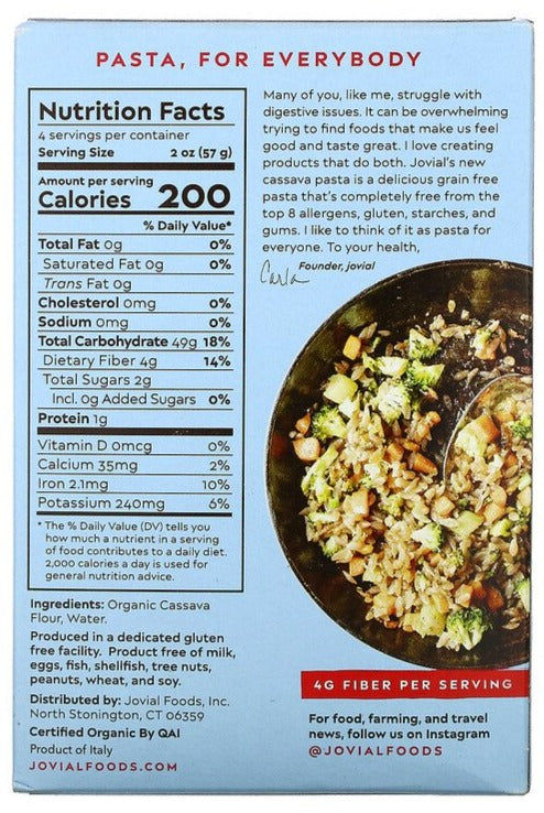 Jovial, Organic Gluten and Grain Free Pasta, Cassava Orzo, 227 g - Mom it KeTo Go